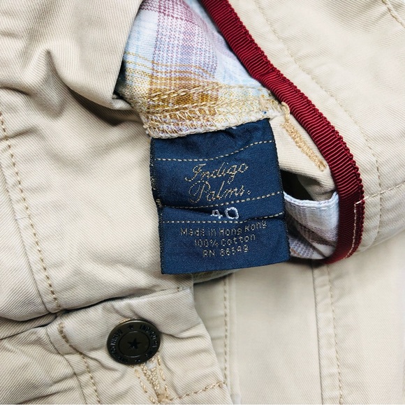 Indigo Palms Denim Company Mens Light Khaki Shorts Soft Material Zig Zag Sz 40 - Picture 6 of 13